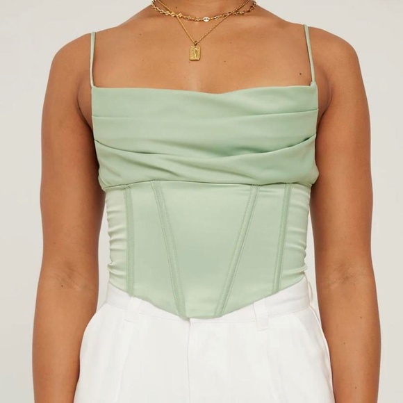 Glassons Satin Mesh Corset Tank - Picture 2 of 5